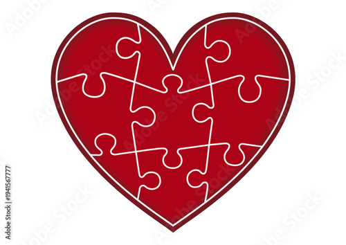 ハート型パズル 愛・つながり・チームワークを表すイラスト