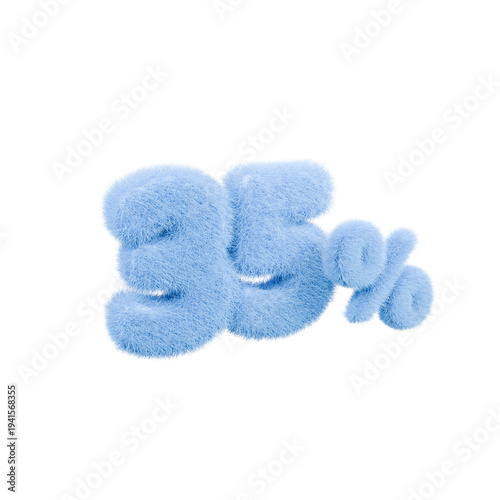 Wallpaper Mural 3d illustration of blue hairy number 35 percent or 35% isolated on white background. 3d render. Torontodigital.ca