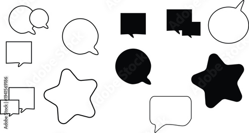 Set of 15 speech bubbles and chat icons vector
