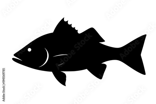 Black tuna fish isolated on white background vector illustration