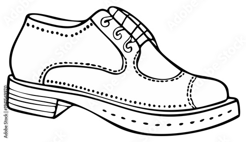 Classic Black and White Illustration of a Men's Oxford Dress Shoe