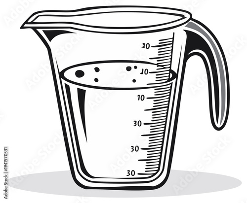 Clear Measuring Cup with Liquid and Volume Markings Kitchen Tool
