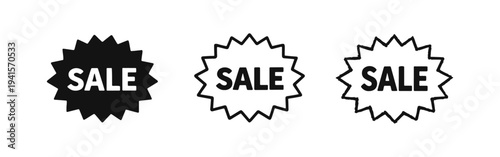 Sale Starburst Badge Icon Set - Discount Promotion and Special Offer Symbol