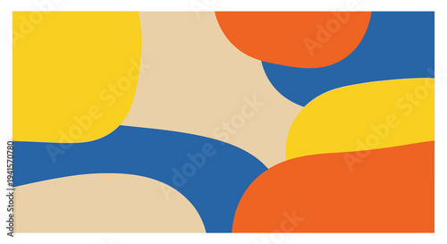 Abstract composition featuring overlapping colorful shapes and forms with a prominent dark human silhouette high quality professional detailed modern elegant stylish