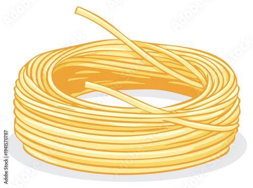 Illustration of a Pile of Raw Pasta Noodle Strands Ready for Cooking Italian Food Recipe