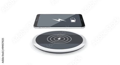 Wireless phone charging pad and smartphone vector