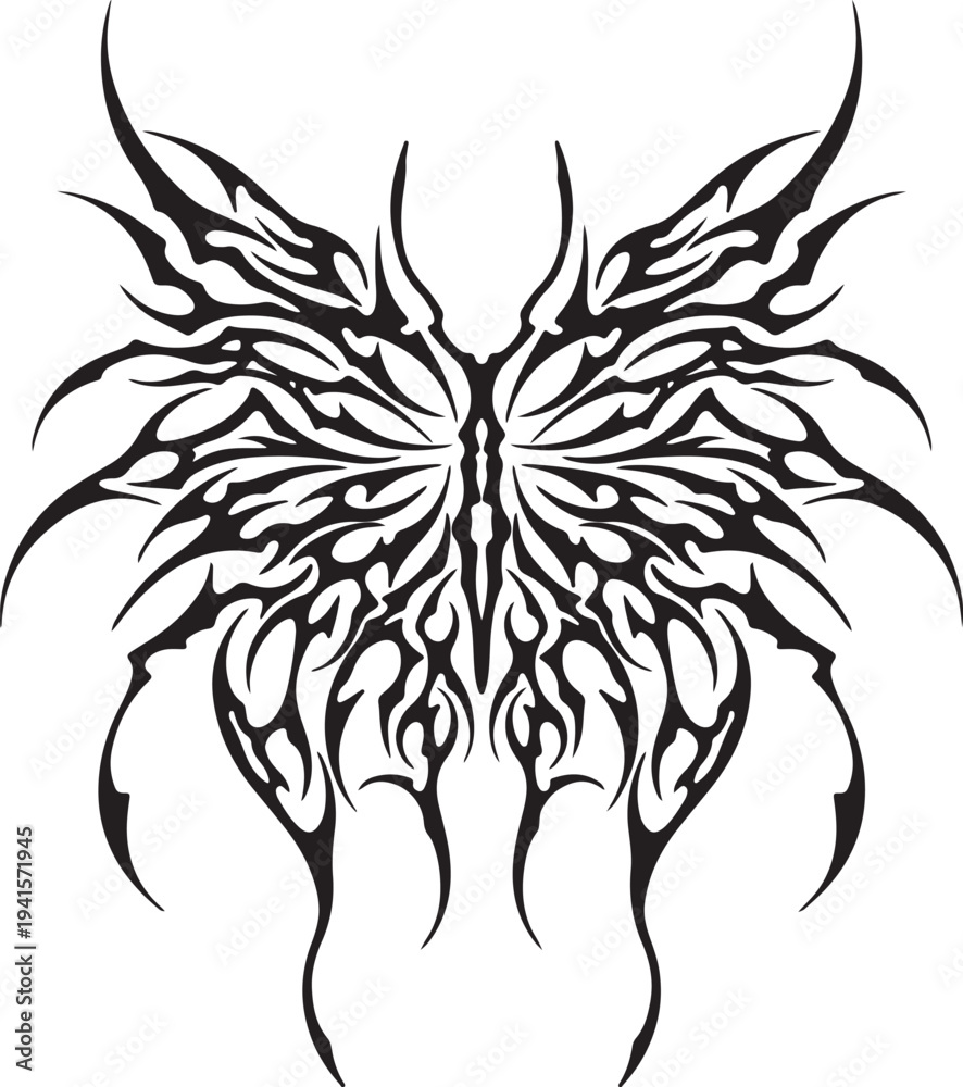 Fototapeta premium Cybersigilism tribal butterfly tattoo design