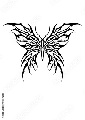 Cybersigilism tribal butterfly tattoo design