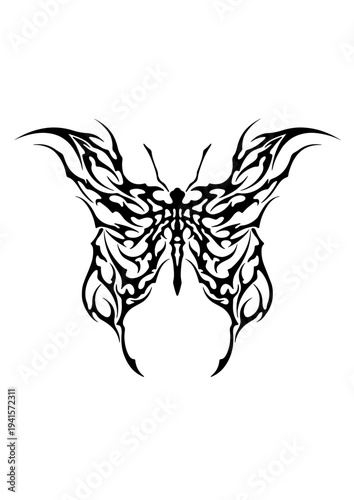 Cybersigilism tribal butterfly tattoo design