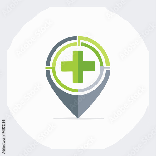 Medical Location Pin Icon with Plus Symbol for Healthcare Services