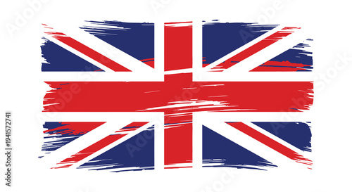 A distressed brushstroke style rendering of the union jack flag exhibiting bold colors and texture silhouette high quality professional detailed modern elegant