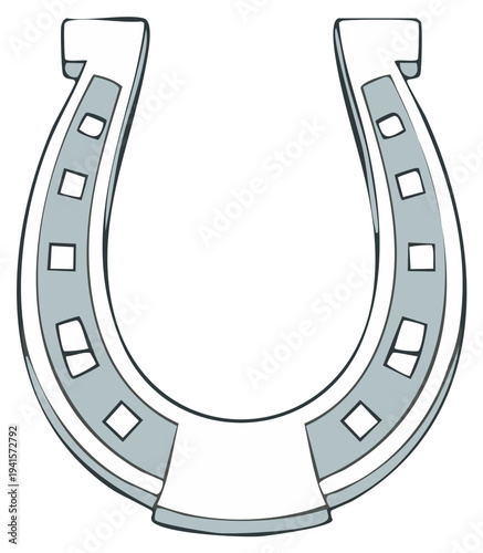 Simple Stylized Illustration of a Silver Horseshoe with Squares