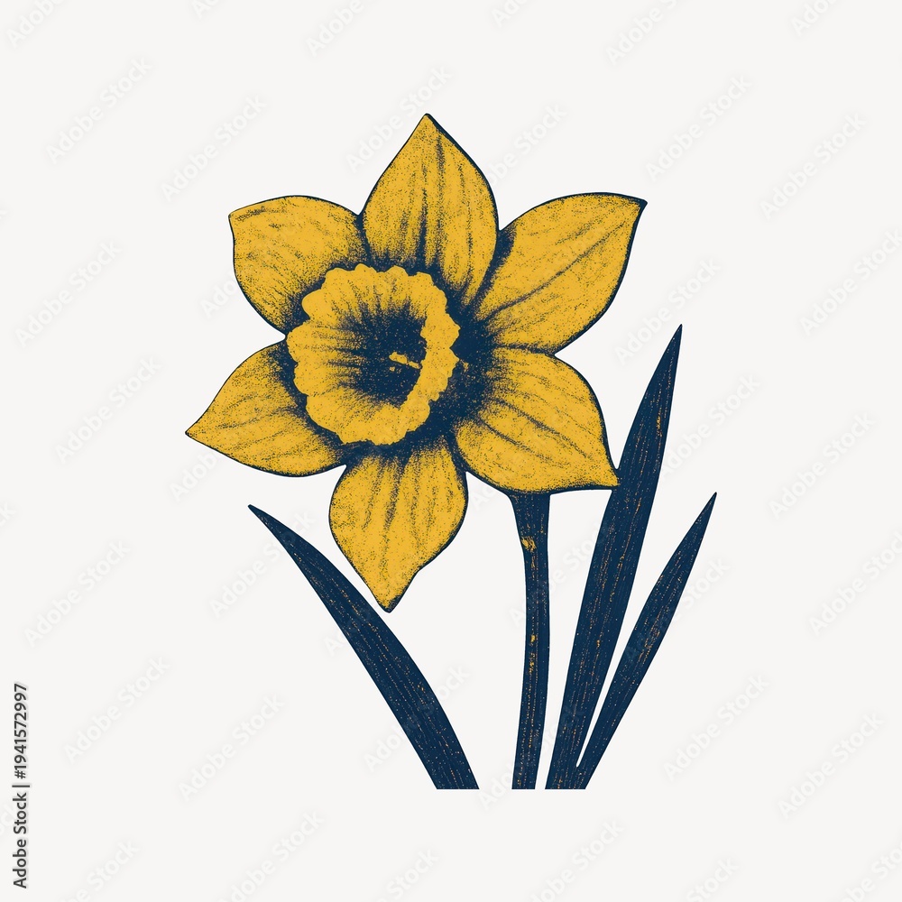 Fototapeta premium Yellow daffodil flower illustration