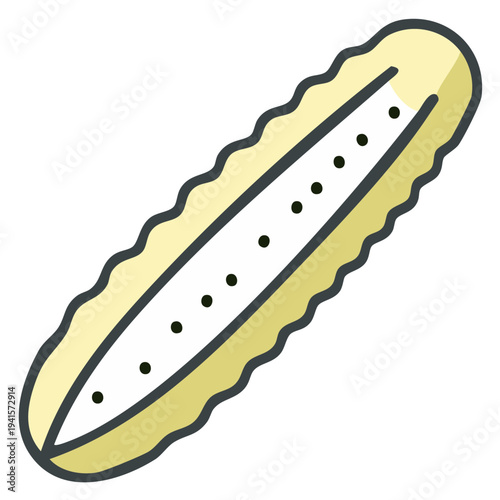 Stylized Vector Illustration of a Cucumber Cut in Half to Show Seeds