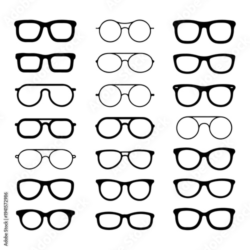 Set black spectacles icon , Set black spectacles vector