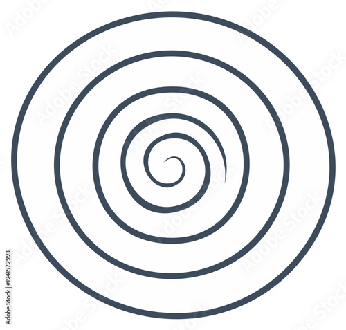 Simple spiral line art icon of a hypnotic vortex or whirlpool shape. Abstract vector illustration.