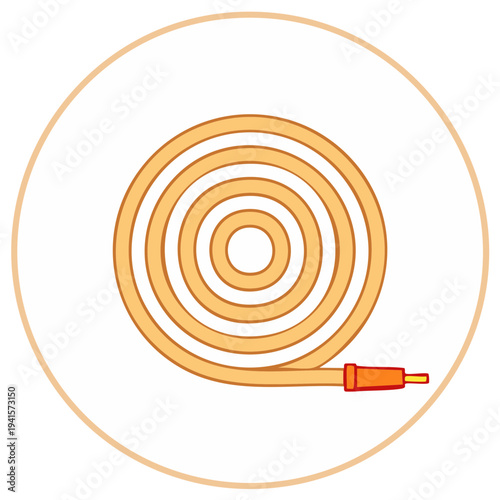 A Coiled Tube with Connector in a Circle Frame Cartoon
