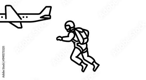 Skydiver Jumps From Airplane Mid-Flight, Extreme Sports Adventure