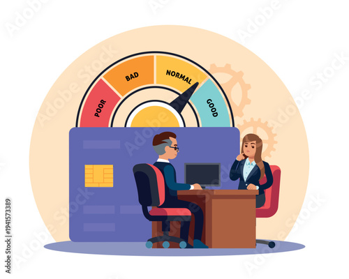 Lender and borrower. Verification of client identity and solvency, financial opportunities assessment, lending decisions and personal finance management vector cartoon isolated concept