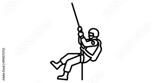 Soldier rappelling down a rope, military extreme sports, tactical training, adventure