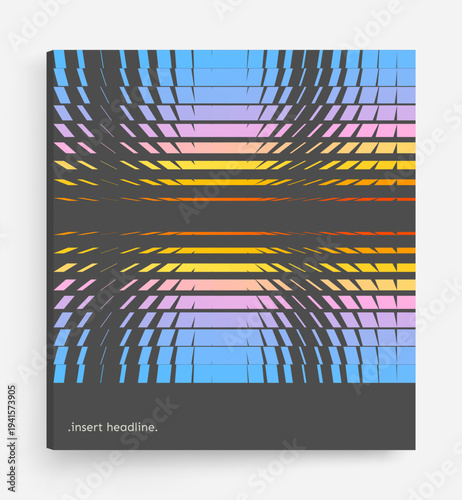 An image of multiple rectangular and square shapes with transition effects. Dynamic gradient background. Cover design template. Vector for brochure, poster, cover, card, presentation, flyer or banner.
