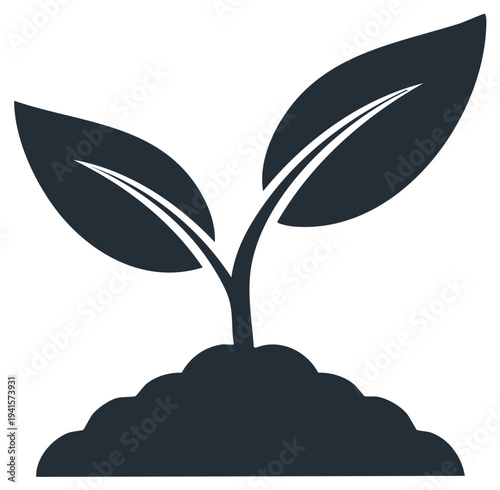 Seedling emerging from soil - new growth, environmental concept illustration