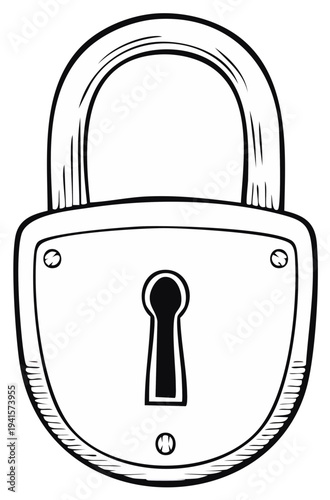 Vintage Padlock Illustration Security Concept Symbol