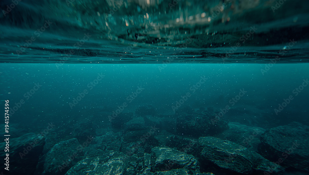 Obraz premium 偏光で水面反射を抑えた透明な深度、光学効果が伝わる俯瞰写真