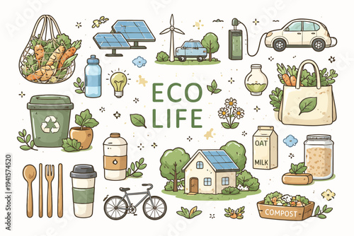 Eco life: sustainable living with solar energy, electric cars and organic gardening