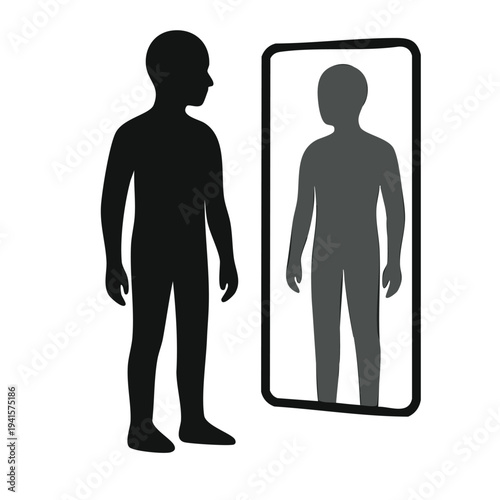 Self Identity Mirror Reflection Concept Minimal Outline Vector Icon. transparent vector icon.