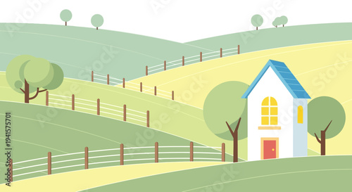 White House with Blue Roof and Red Door.