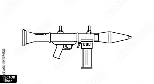 Vector Illustration of a Rocket Propelled Grenade Launcher (RPG) on White Background