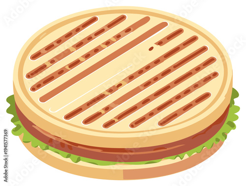 Grilled Sandwich with Lettuce and Meat Filling a Fresh and Tasty Meal