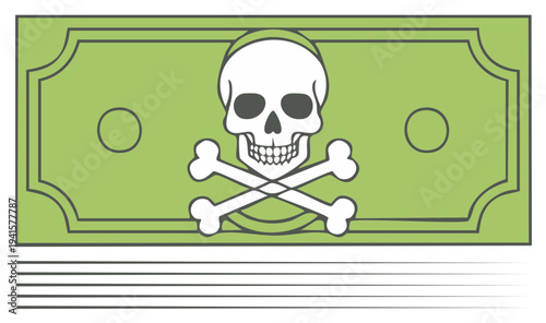 Money With Skull and Crossbones Icon Currency Risk Investment Loss