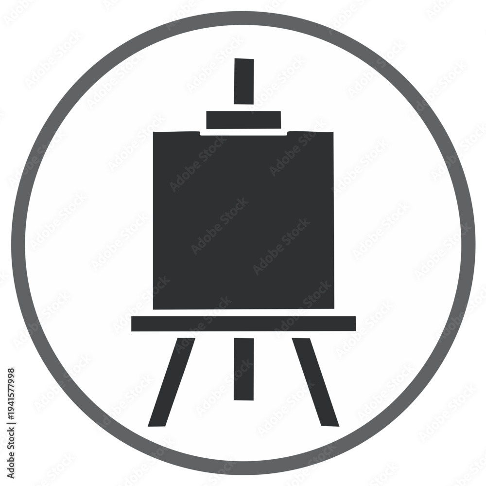 Obraz premium Painting Easel and Blank Canvas Silhouette Icon for Art and Creativity