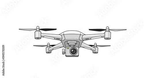Vector drone icon with camera, aerial photography