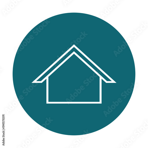 Set of house home real estate icons in circle teal background. Simple linear and solid property symbols for web, apps, and branding. Minimalist architecture vector design collection