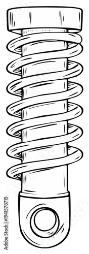 Coil Spring Sketch Illustration Metal Spring with Hole Hanging Support Element Mechanical Component Vector Graphic Design
