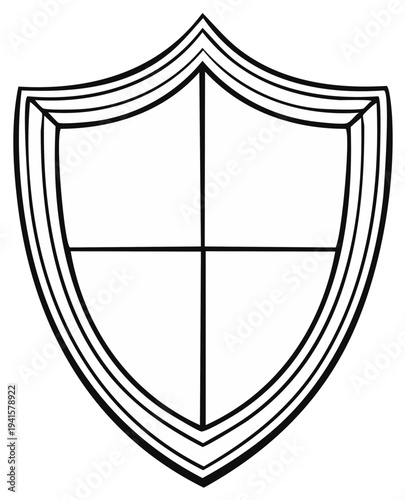 Outline Heraldic Shield Shape: Classic Emblem for Security, Protection & Honor. Traditional Symbol of Defense.