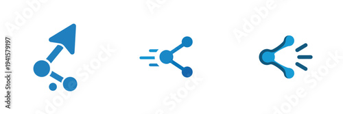 Flat vector share arrow icon, minimal geometric design, smooth curves, UI/UX icon style, clean white background.