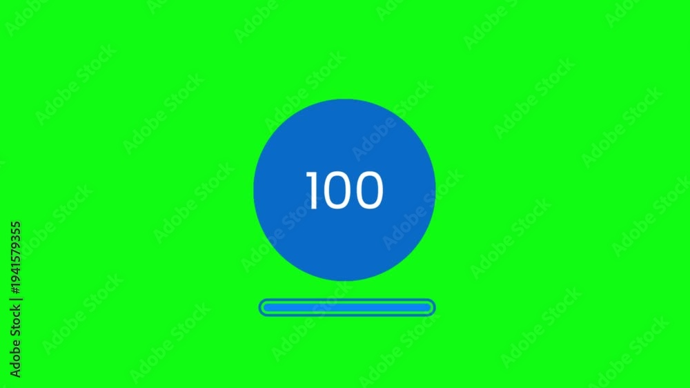 Blue Circular Loading Progress Bar Reaching 100 Percent Animation on ...