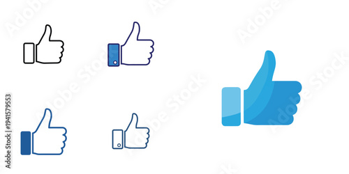 Minimalist like button thumbs-up icon, flat vector, simple blue tone, modern UI icon style, white background.