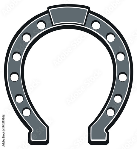 Classic metal horseshoe icon vector illustration for luck and equestrian themes