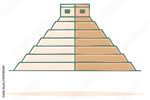 Simple pyramid illustration with steps and two small upper rooms