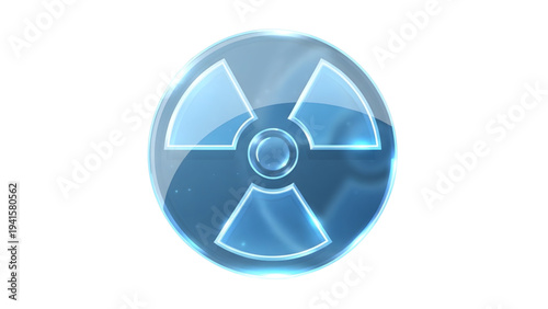 Glossy Blue Radiation Symbol, Nuclear Energy and Warning Sign Icon in Crystal Style.