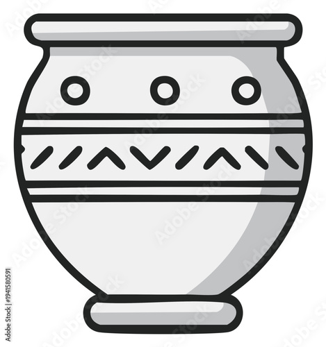 Decorative Pot with Geometric Design Ornamentation Art Pottery Stoneware Icon