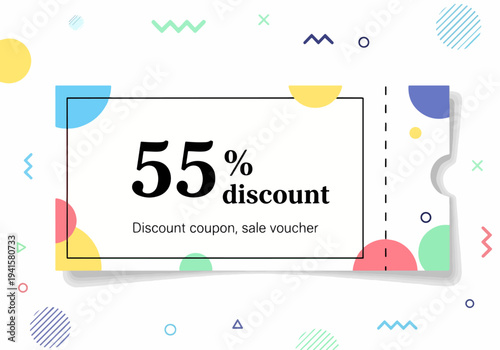 Creative sale voucher featuring bold 55 percent discount and barcode for business promotions