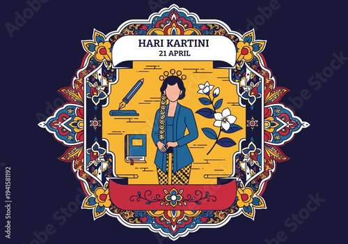 Kartini Day Celebration with Indonesian Woman in Traditional Attire.