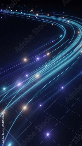 Multicolor illuminated data pathways symbolizing digital communication and information networks