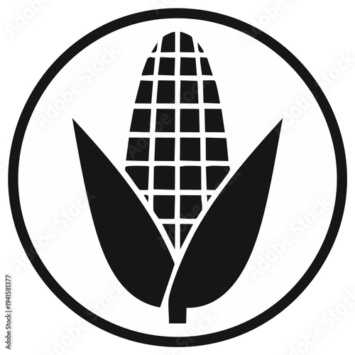 Graphic illustration of corn cob inside a circle